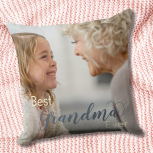 Beste Oma überhaupt Graues Foto-Andenken Kissen