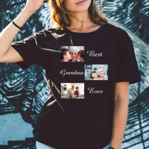 Beste Oma überhaupt Personalisierte 3-Foto-Collage T-Shirt
