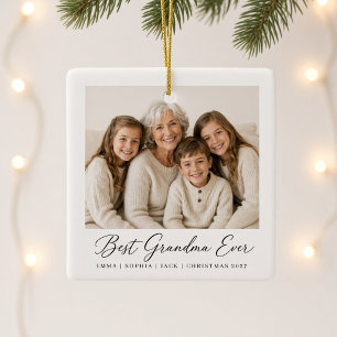 Beste Oma überhaupt Personalisiertes Enkelkinder-F Keramikornament