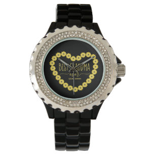 Beste Oma überhaupt Sonnenblumen-Herz Personalisie Armbanduhr