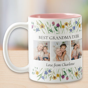 Beste Oma überhaupt Wildblumen-Foto Zweifarbige Tasse