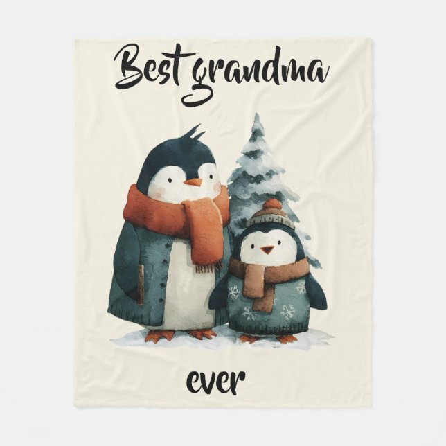 Beste Oma überhaupt Winterpinguine Fleecedecke (Vorderseite)
