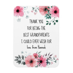 Beste Oma und Opa Zitat Rosa Floral Personalisiert Magnet