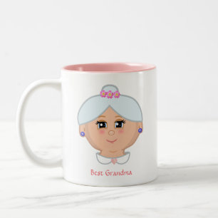 Beste Oma verziert mit rosa Blumen Zweifarbige Tasse