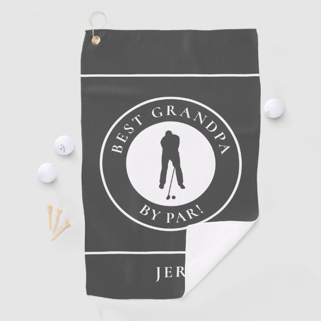 Beste Opa by Par Golfer Mit Monogramm Sportgrau Golfhandtuch (Insitu)