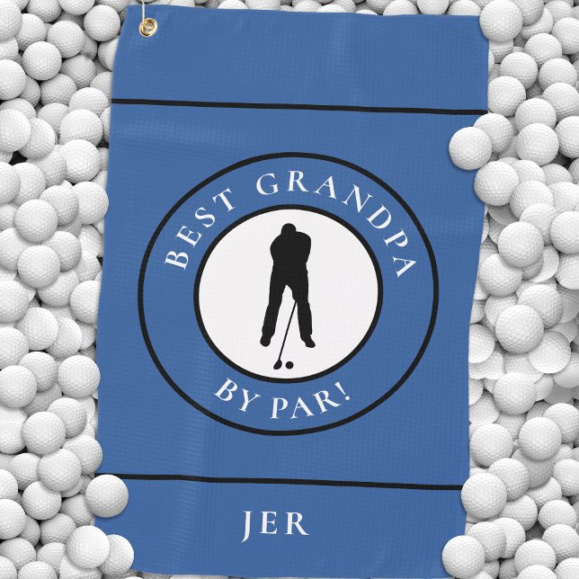 Beste Opa Golfer Mit Monogramm Sport Golfhandtuch (Best Grandpa Golfer Monogrammed Sports Blue Black Golf Towel)