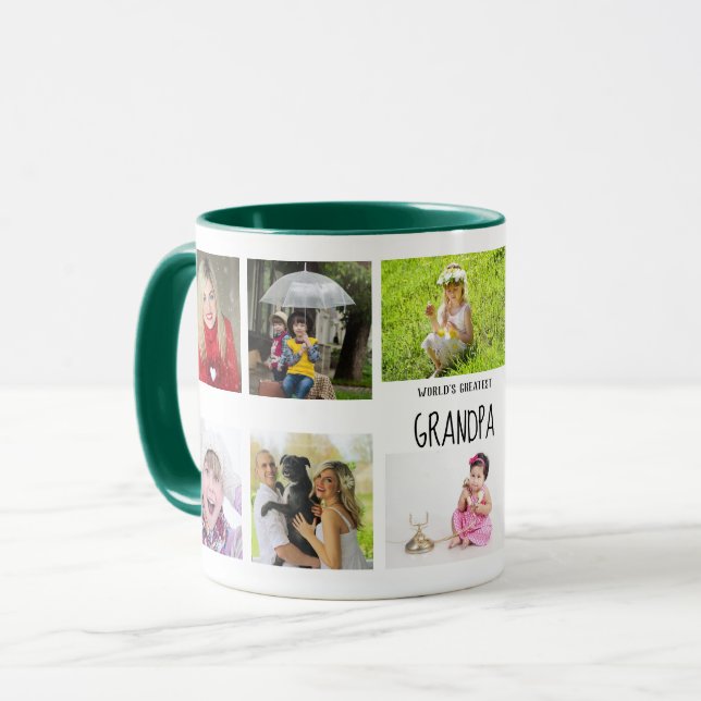 Beste Opa je 10 x Foto Collage Großkinder Tasse (Vorderseite Links)
