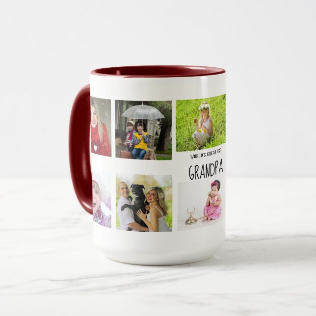 Beste Opa je 10 x Foto Collage Großkinder Tasse (Vorderseite Links)