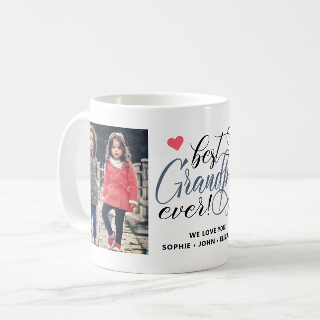 Beste Opa je 2 Foto Typografie Kaffeetasse (Vorderseite Links)