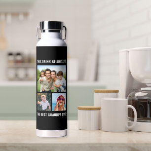 Beste Opa je 3 Foto Schwarz Trinkflasche