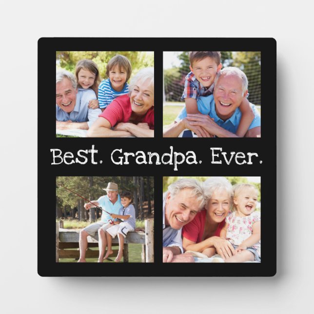 Beste Opa je 4 Foto Collage Spaß Keepake Fotoplatte (Vorderseite)