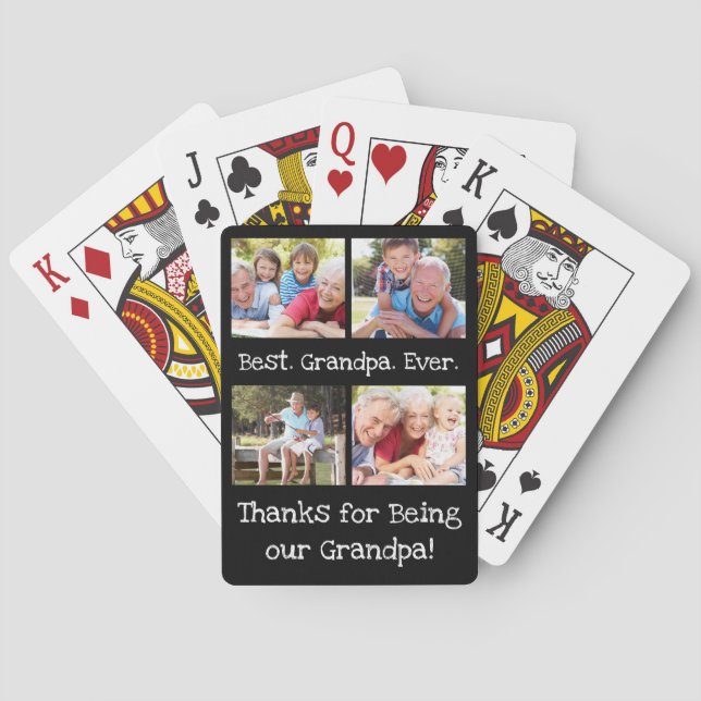 Beste Opa je 4 Foto Collage Spaß Keepake Spielkarten (Rückseite)