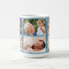 Beste Opa je 6 Foto Custom Collage blau Kaffeetasse