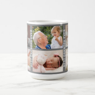 Beste Opa je 6 Foto Custom Collage Grau Kaffeetasse