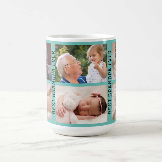 Beste Opa je 6 Foto kundenspezifische Collage Kaffeetasse (Mittel)