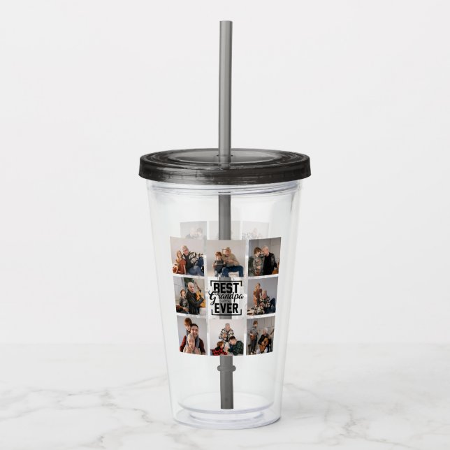 Beste Opa je 8 Foto Collage Acrylic Tumbler Acryltrinkbecher (Vorderseite)