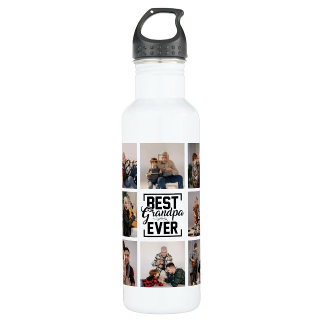 Beste Opa je 8 Foto Collage Edelstahl Edelstahlflasche (Vorderseite)