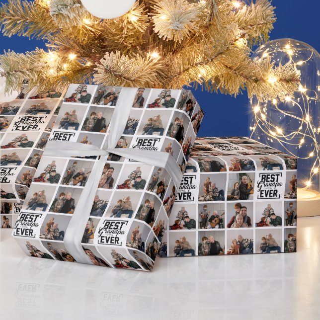 Beste Opa je 8 Foto Collage Geschenkpapier (Feiertage)