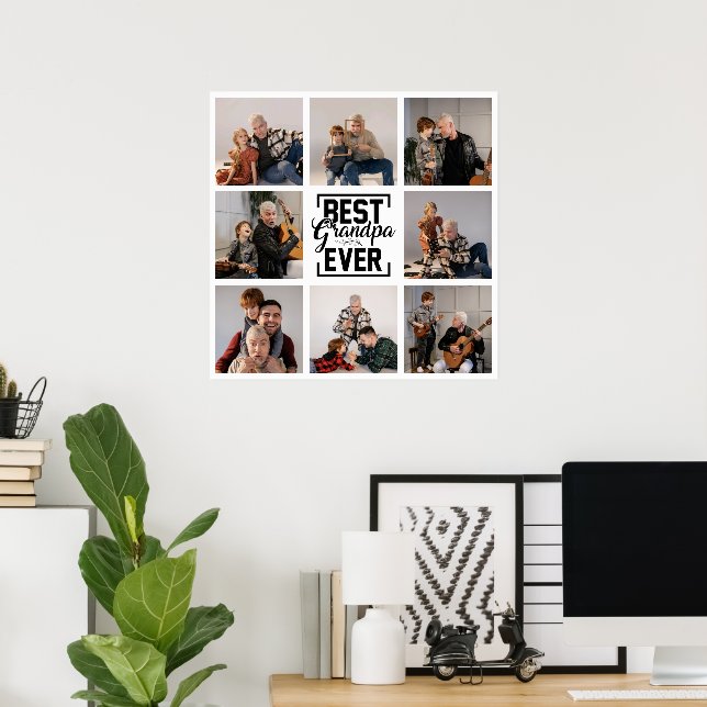 Beste Opa je 8 Foto Collage Poster (Heimbüro)