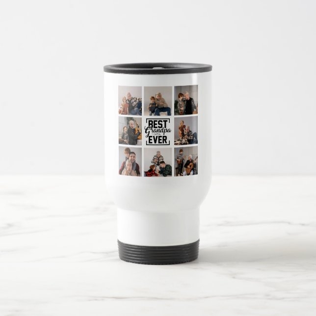 Beste Opa je 8 Foto Collage Reisen Mug Reisebecher (Mittel)