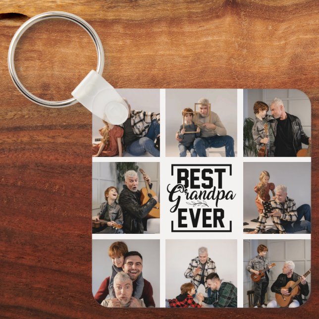 Beste Opa je 8 Foto Collage Schlüsselanhänger (Vorderseite)