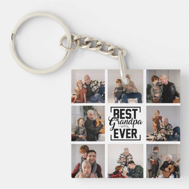 Beste Opa je 8 Foto Collage Schlüsselanhänger (Vorderseite)