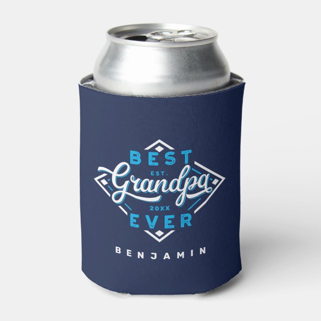 Beste Opa je Baseball Diamant Name und Monogramm Dosenkühler (Kanne Vorderseite)