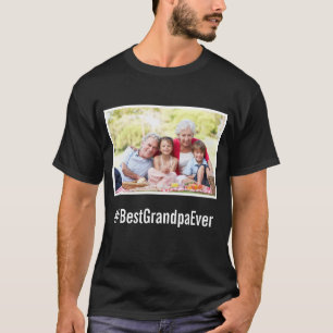 Beste Opa je benutzerdefiniertes Foto Black Hashta T-Shirt