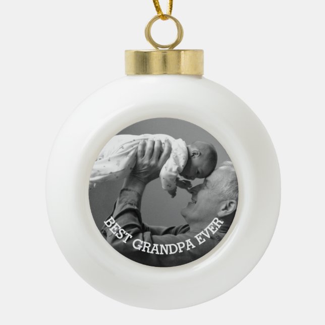 Beste Opa je benutzerdefiniertes Foto Erstellen Si Keramik Kugel-Ornament (Vorderseite)