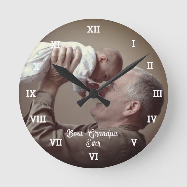 Beste Opa je benutzerdefiniertes Foto Erstellen Si Runde Wanduhr (Vorderseite)