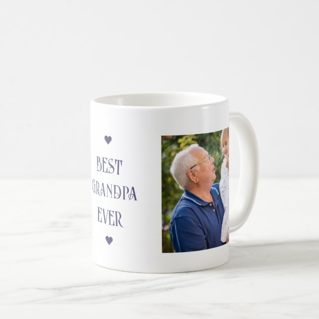 Beste Opa je Blue Modern Zwei Fotos Kaffeetasse (VorderseiteRechts)