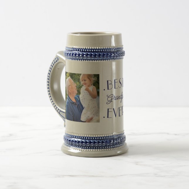 Beste Opa je Custom 2 Foto Geburtstag Bierglas (Vorderseite Links)