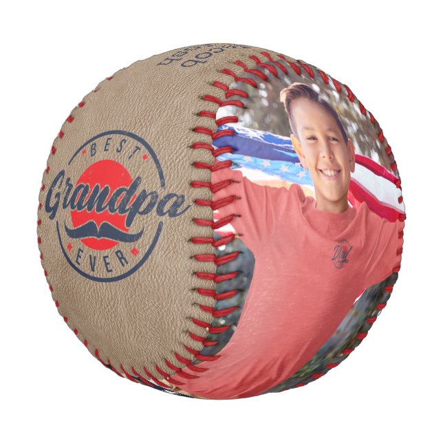 Beste Opa je Custom Foto Baseball (Schrägansicht)