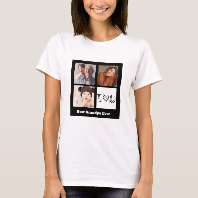 Beste Opa-je-Foto-Collage T-Shirt (Vorderseite)