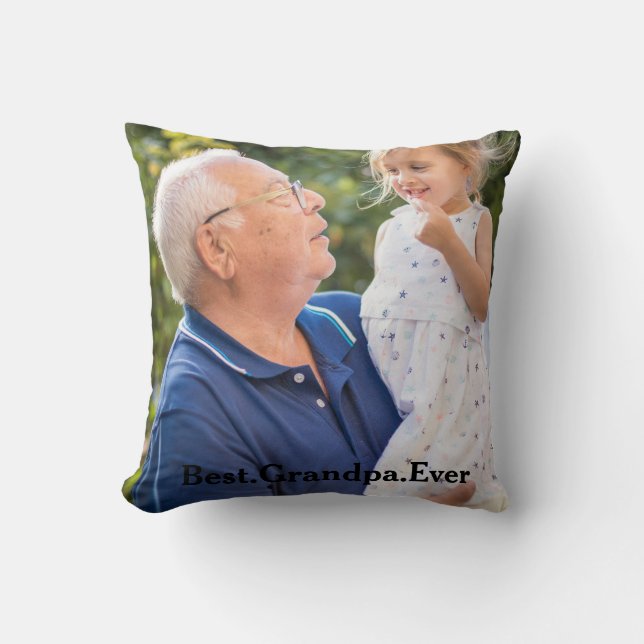 Beste Opa je Foto Doppelseitiges Personalisiert Kissen (Vorderseite)
