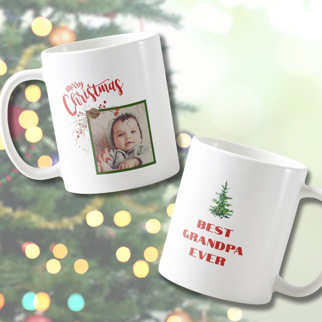 Beste Opa je Foto Weihnachts-Tasse für Großvater Kaffeetasse (Best Grandpa Ever Photo Christmas Mug for Grandpa)