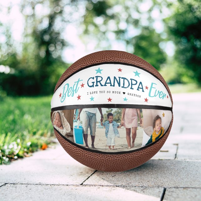Beste Opa je | FotoCollage mit Handschrift Mini Basketball (Von Creator hochgeladen)