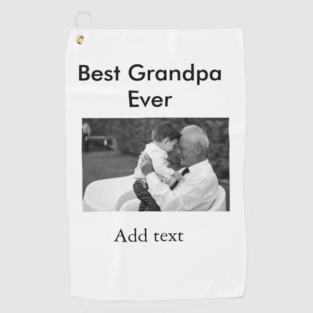 Beste Opa je fügen Fotoname klassisch elegant Golfhandtuch (Vorderseite)