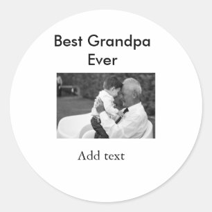 Beste Opa je fügen Fotoname klassisch elegant Runder Aufkleber