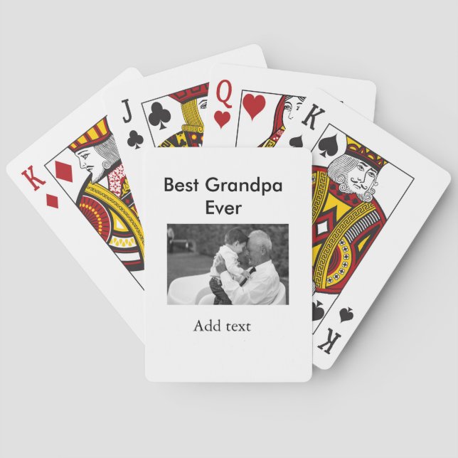 Beste Opa je fügen Fotoname klassisch elegant Spielkarten (Rückseite)