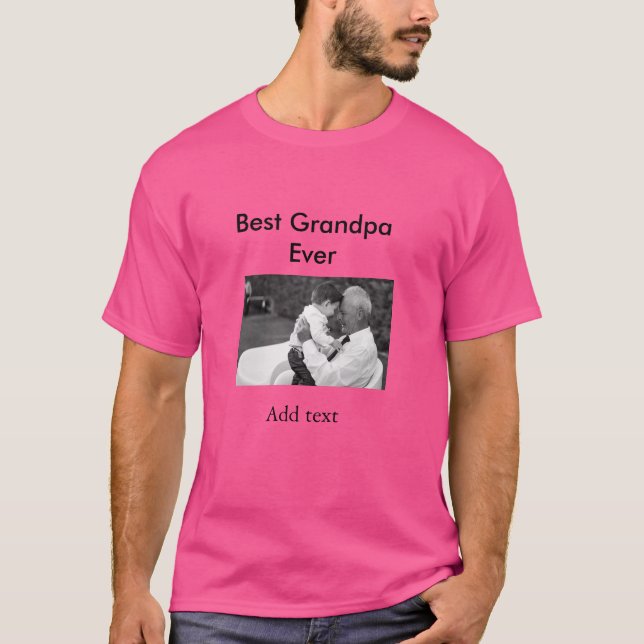 Beste Opa je fügen Fotoname klassisch elegant T-Shirt (Vorderseite)