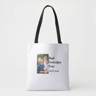 Beste Opa je fügen Fotoname klassisch elegant Tasche