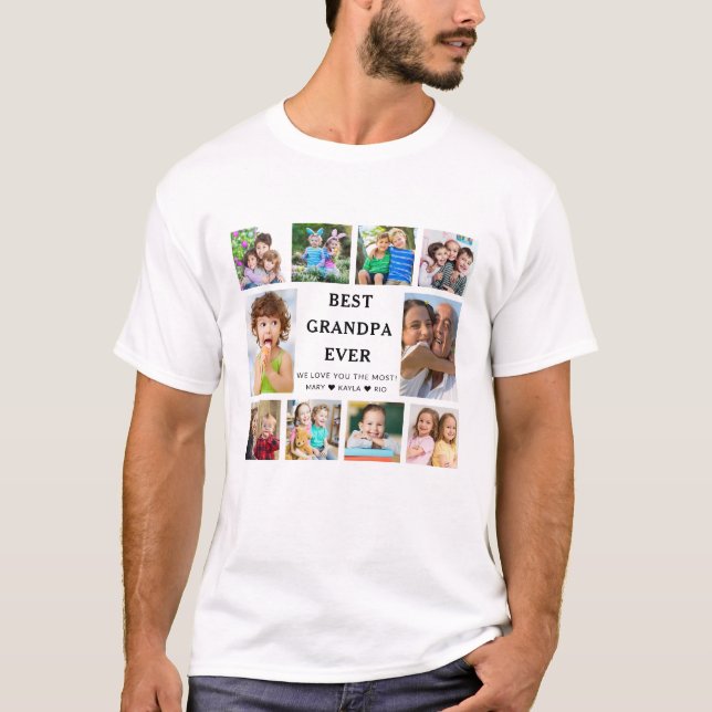 Beste Opa je Großkinder 10 FotoCollage T-Shirt (Vorderseite)
