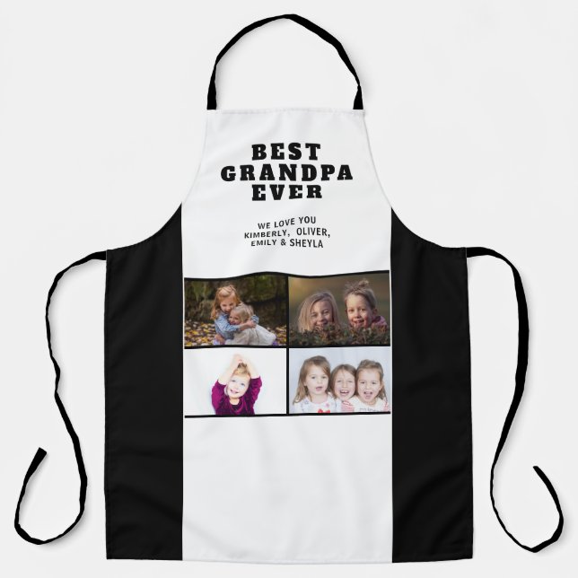 Beste Opa je Großkinder 4 FotoCollage Schürze (Vorderseite)