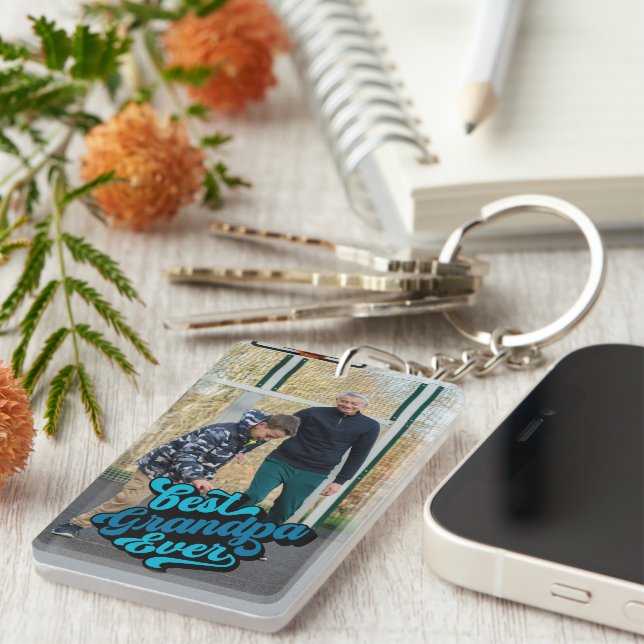 Beste Opa je | Großvater-Foto Schlüsselanhänger (Vorderseite rechts)