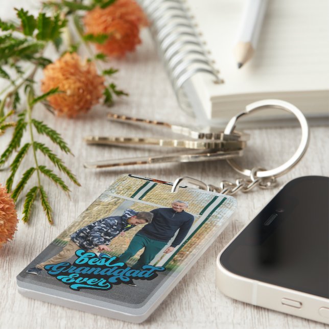 Beste Opa je | Großvater-Foto Schlüsselanhänger (Vorderseite rechts)