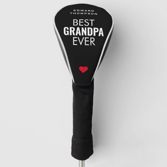 Beste Opa je Herzname Schwarz-weiß Golf Headcover (Vorderseite)