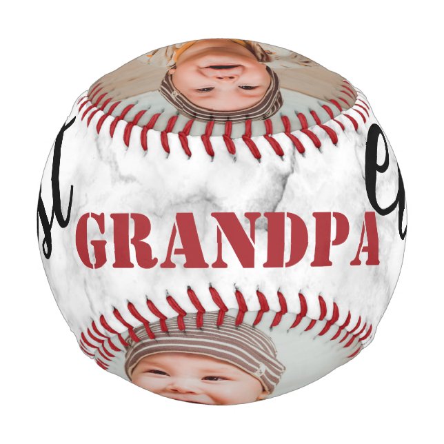 Beste Opa je Imitat Marmor 3 FotoCollage Baseball (Rückseite)