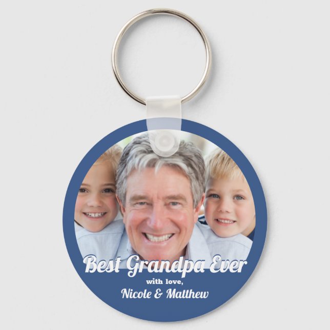 Beste Opa je Modernes Foto Keepake Schlüsselanhänger (Vorderseite)