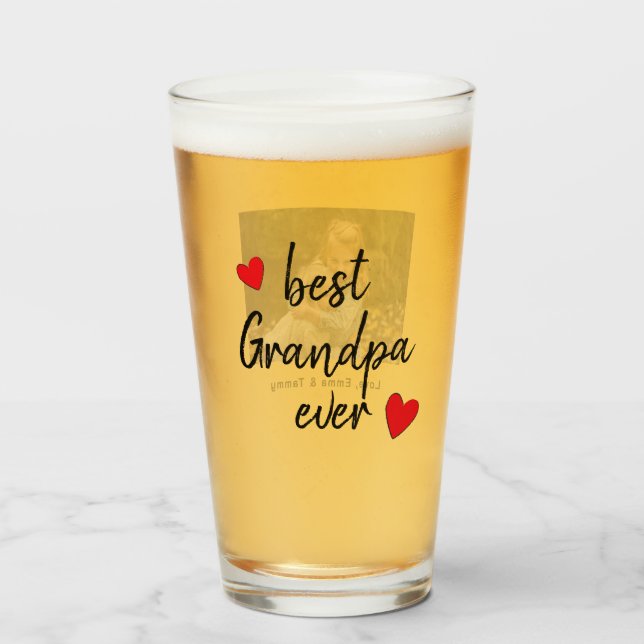 Beste Opa je Niedliches Foto kundenspezifisch Glas (Vorne (Gefüllt))